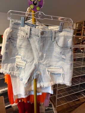 Mudd Light Blue Distressed Denim Jean Shorts